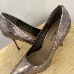 Metallic heels.